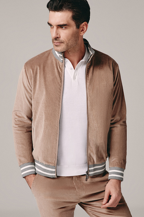 Бомбер Limited edition из вельвета Duca Visconti Di Modrone, цвет Бежевый