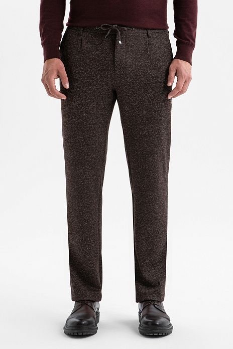 Брюки на кулиске с эффектом меланжа, цвет Коричневый