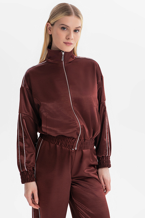 Куртка спортивная атласная, цвет Коричневый