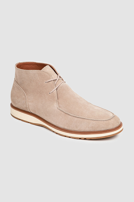 Ботинки из натуральной замши, цвет Бежевый