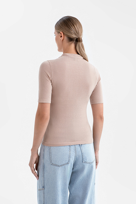 Водолазка из хлопка, шелка и льна, цвет Бежевый