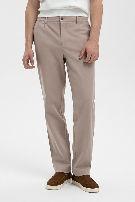 Брюки из тенсела и хлопка, цвет Бежевый