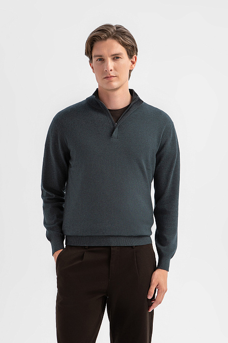 Джемпер из хлопка и кашемира, цвет Зеленый темный