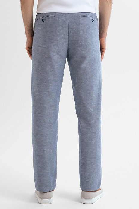 Брюки из хлопка и льна на кулиске, цвет Голубой