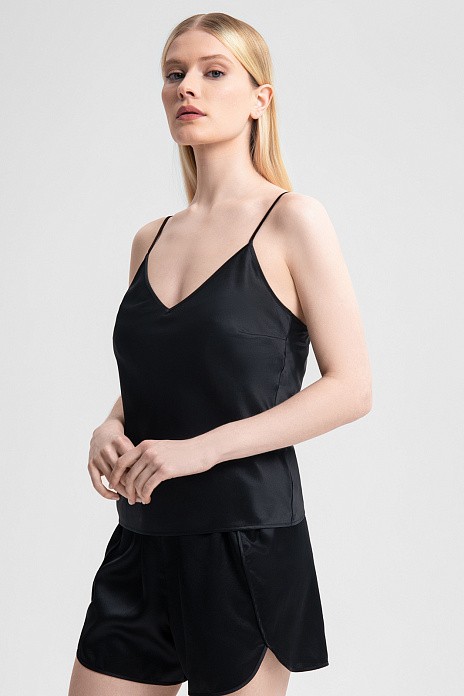 Топ пижамный из шелка, цвет Черный