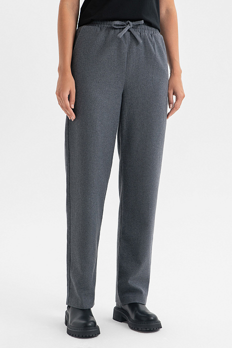 Брюки из смесовой шерсти на кулиске, цвет Антрацит