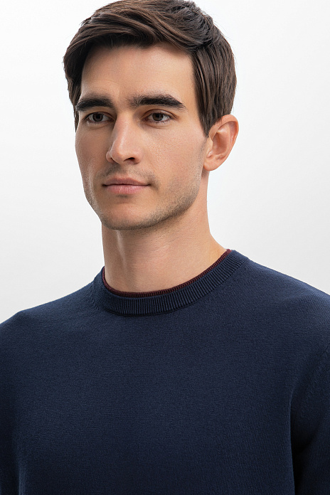 Джемпер из хлопка и кашемира, цвет Синий темный
