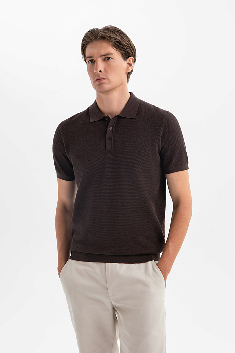 Поло из хлопка Пима, цвет Коричневый темный
