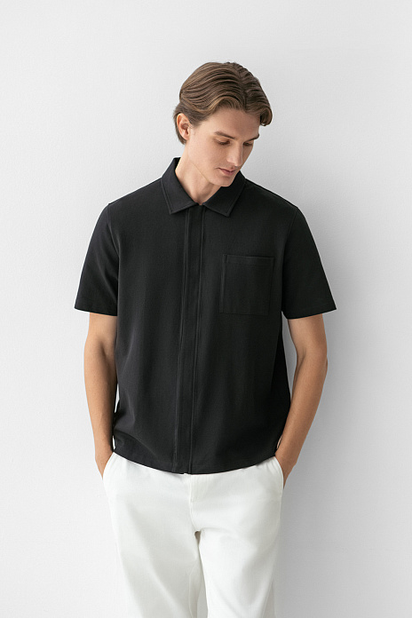 Кардиган с коротким рукавом из хлопка пике, цвет Черный