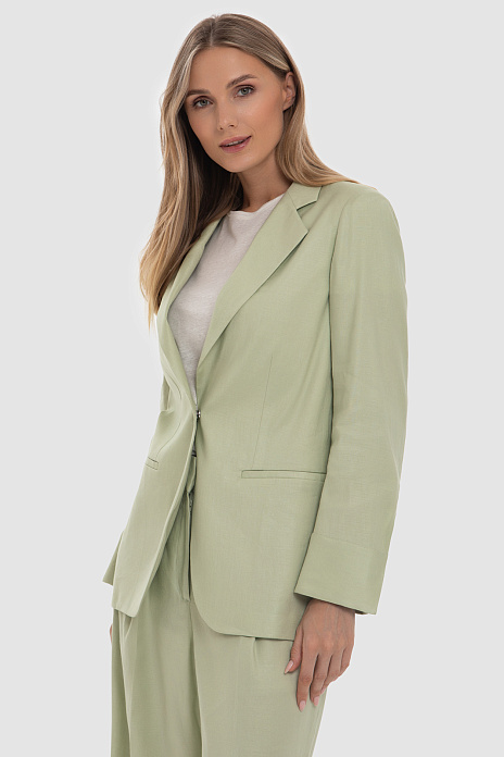 Пиджак изо льна и вискозы, цвет Оливковый