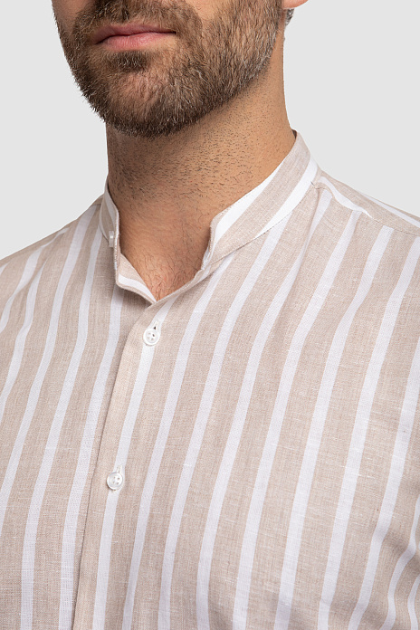 Сорочка из хлопка и льна, лимитированная коллекция, цвет Бежевый