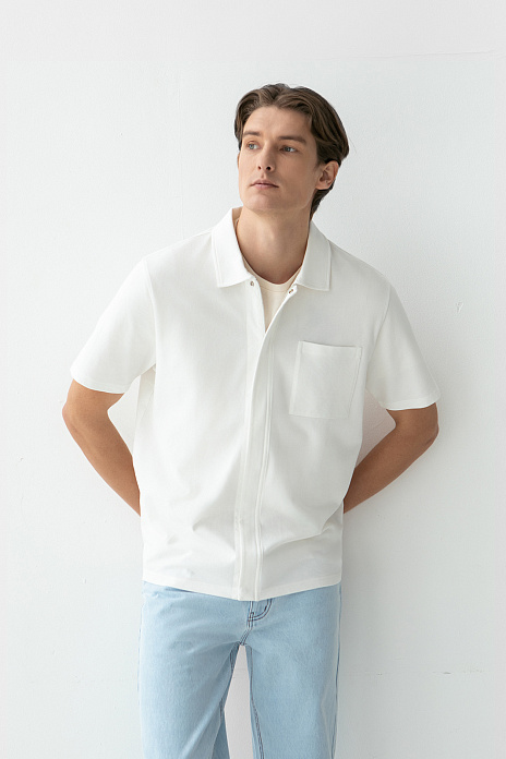 Кардиган с коротким рукавом из хлопка пике, цвет Белый