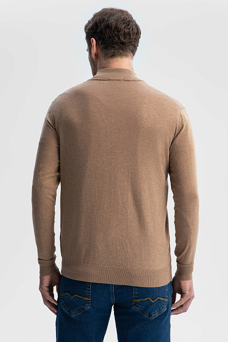 Кардиган из хлопка Пима с отделкой из алькантары, цвет Бежевый