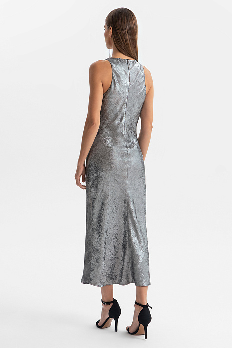 Платье-миди вечернее, цвет Серебряный