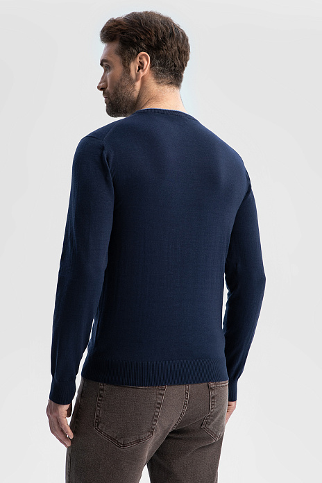 Джемпер из хлопка и льна, цвет Синий темный