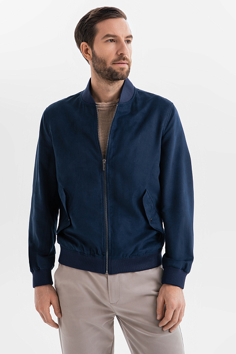 Бомбер из алькантары, цвет Синий темный
