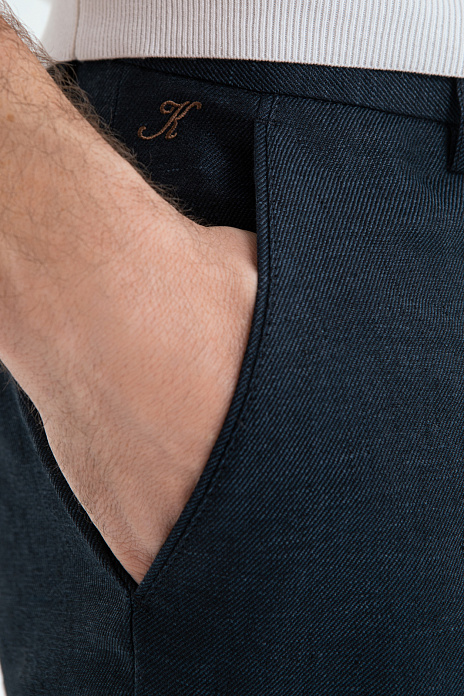 Брюки изо льна, цвет Синий темный