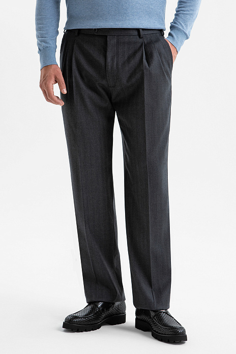 Брюки из шерсти, устойчивой к сминанию и загрязнениям, цвет Синий темный