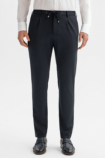 Синие брюки на кулиске из трикотажной ткани Slim fit