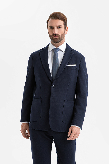 Пиджак из тенсела и хлопка, цвет Синий темный