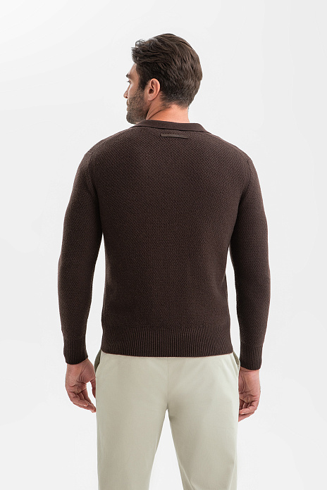 Джемпер поло из шерсти и кашемира, цвет Коричневый темный