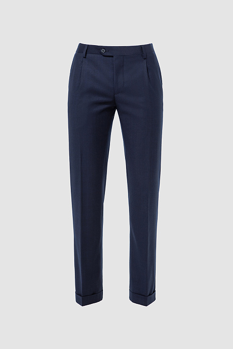 Брюки из шерсти и кашемира с водоотталкивающей обработкой, лимитированная коллекция, цвет Синий темный