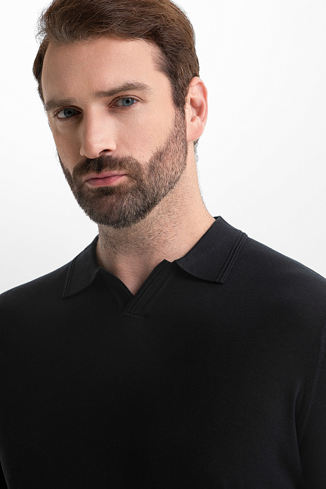 Джемпер поло из шелка, лимитированная коллекция, цвет Черный