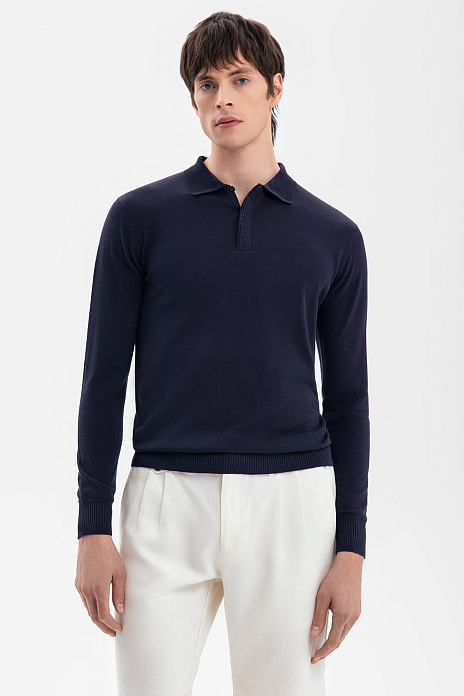 Поло из шелка, лимитированная коллекция, цвет Синий темный