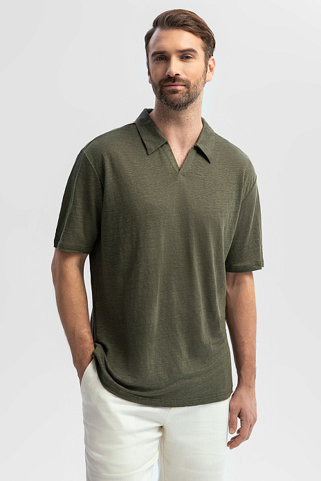 Поло изо льна, лимитированная коллекция, цвет Хаки