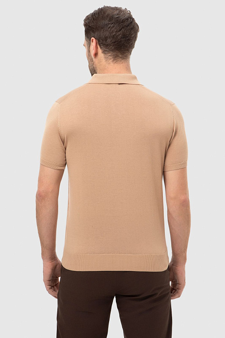 Поло из хлопка и шелка, цвет Бежевый темный