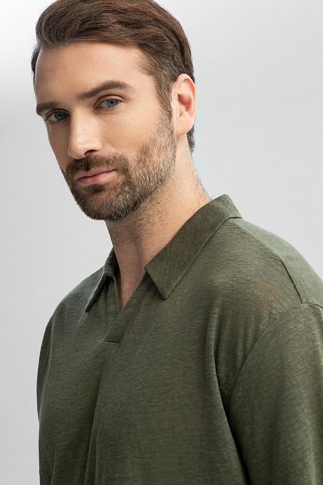 Поло изо льна, лимитированная коллекция, цвет Хаки