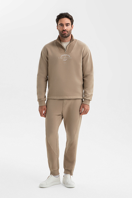 Брюки спортивные из хлопка, цвет Бежевый