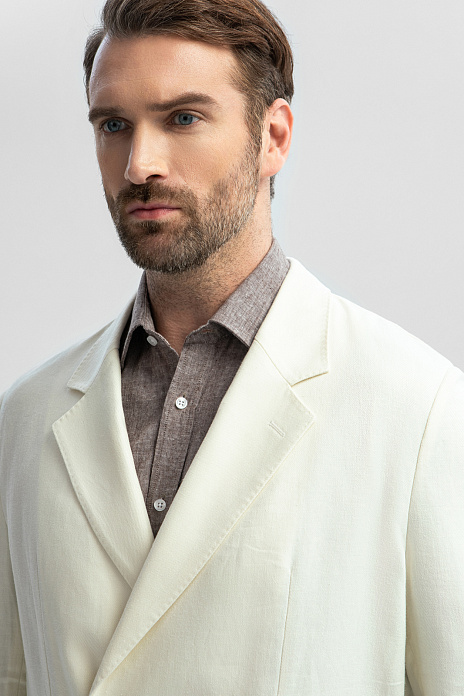 Пиджак двубортный изо льна и тенсела, цвет Белый