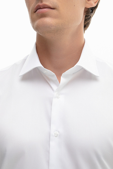 Белая хлопковая сорочка с коротким рукавом, легкая в уходе, цвет Белый