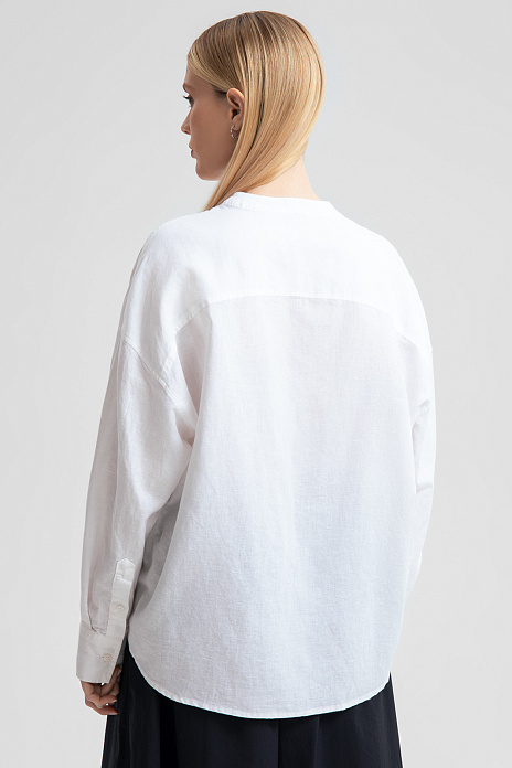 Рубашка изо льна и хлопка свободная, цвет Белый