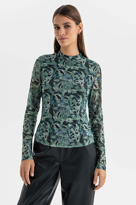 Лонгслив с принтом, цвет Зеленый