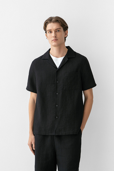 Рубашка изо льна и хлопка, лимитированная коллекция, цвет Черный